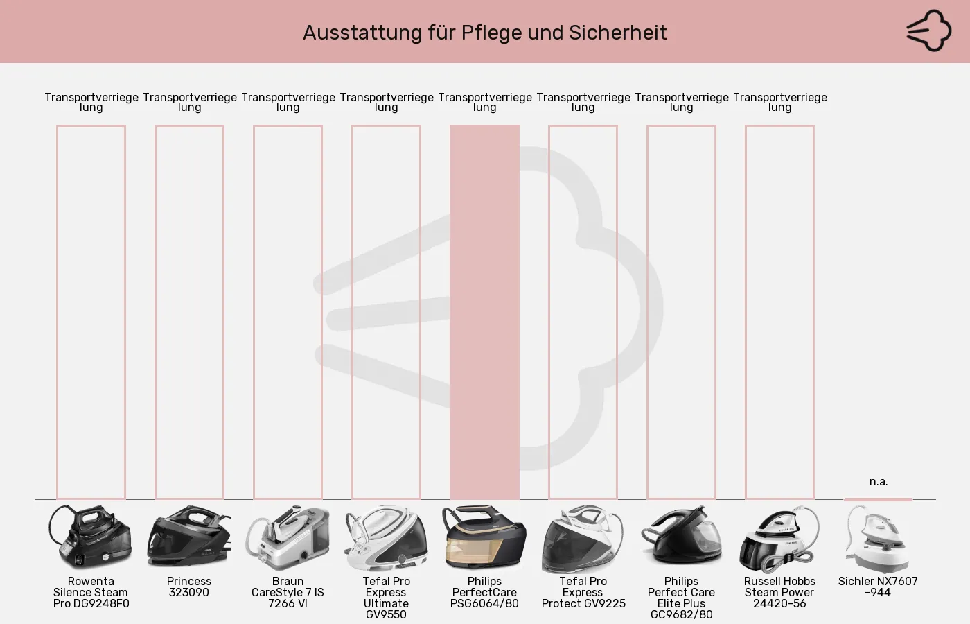 Balkengrafik zu Dampfbügelstationen-Transport