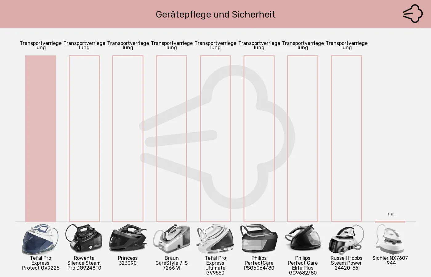 Balkengrafik zu Dampfbügelstationen-Transport