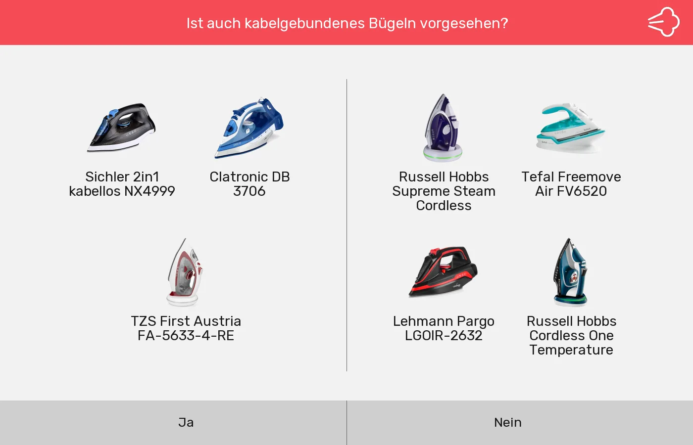 Bügeleisen ohne Kabel: Gruppen nach Auch zum Bügeln mit Kabel vorgesehen