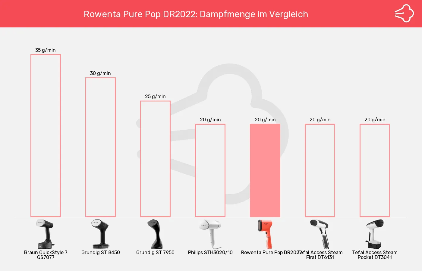 Balkengrafik zu Dampfglätter-Dampfmenge (max.)