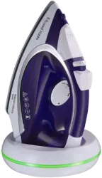 Produktbild des kabellosen Russell Hobbs Cordless Supreme Steam 23300-56 Bügeleisens in der Basisstation